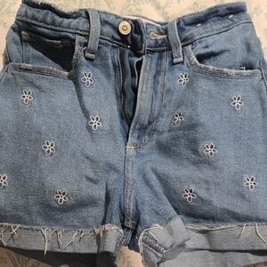 Hollister Blue Jean Shorts with Playful Floral Embroidery